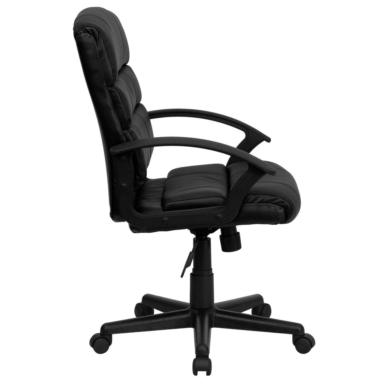 Lane Mid-Back Black LeatherSoft Swivel Task Office Chair with Arms Black