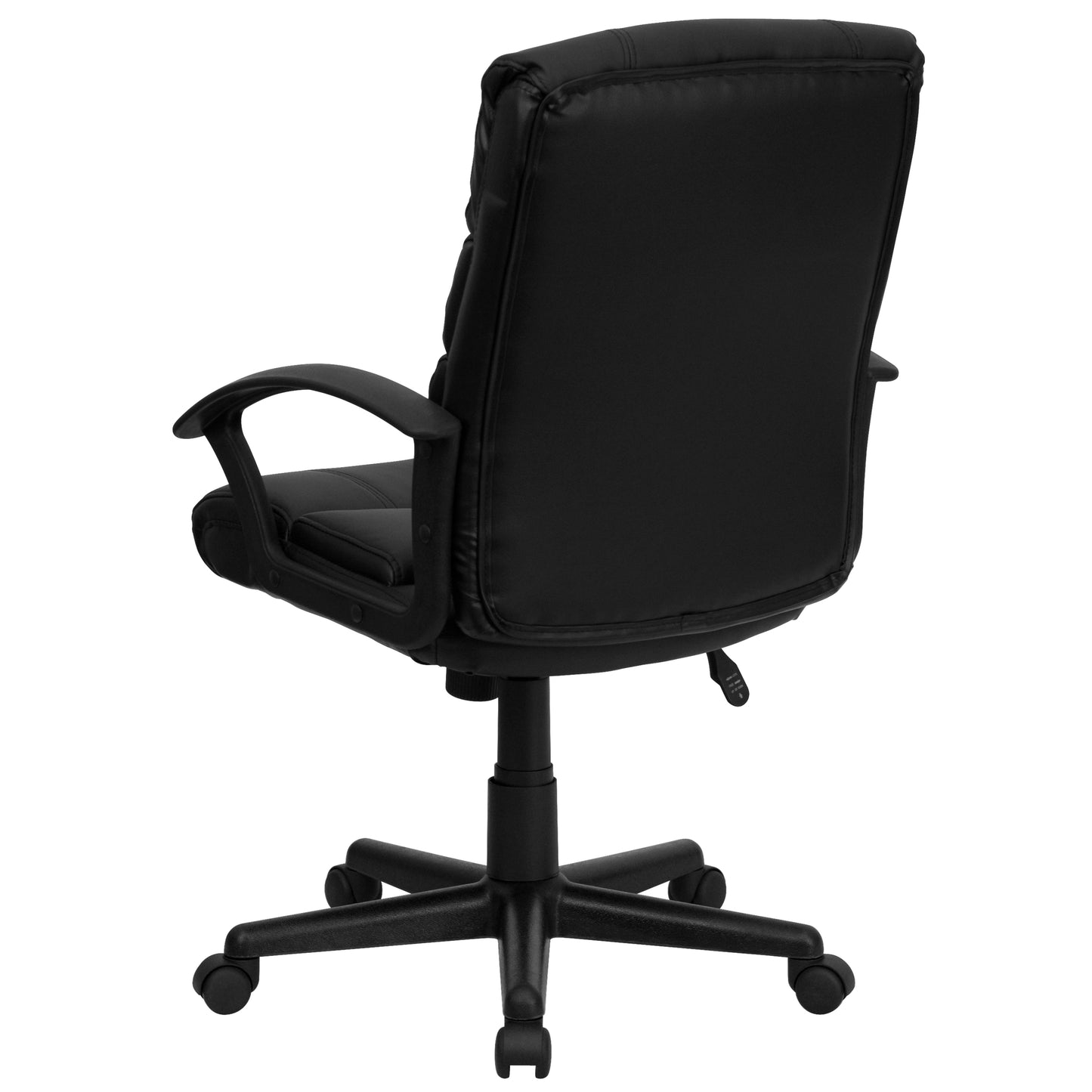 Lane Mid-Back Black LeatherSoft Swivel Task Office Chair with Arms Black