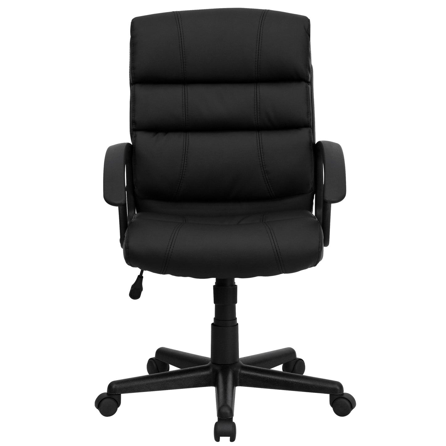 Lane Mid-Back Black LeatherSoft Swivel Task Office Chair with Arms Black