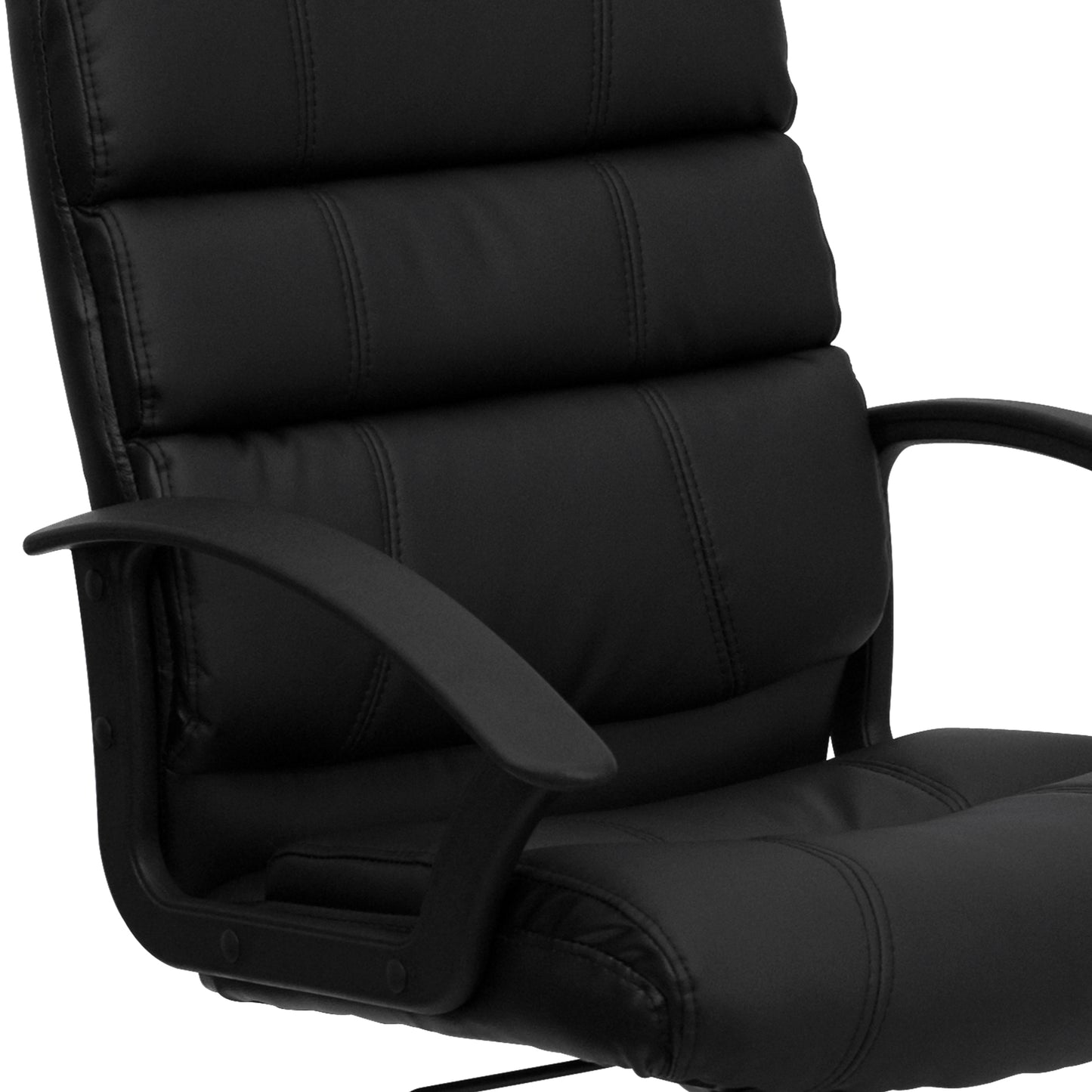 Lane Mid-Back Black LeatherSoft Swivel Task Office Chair with Arms Black
