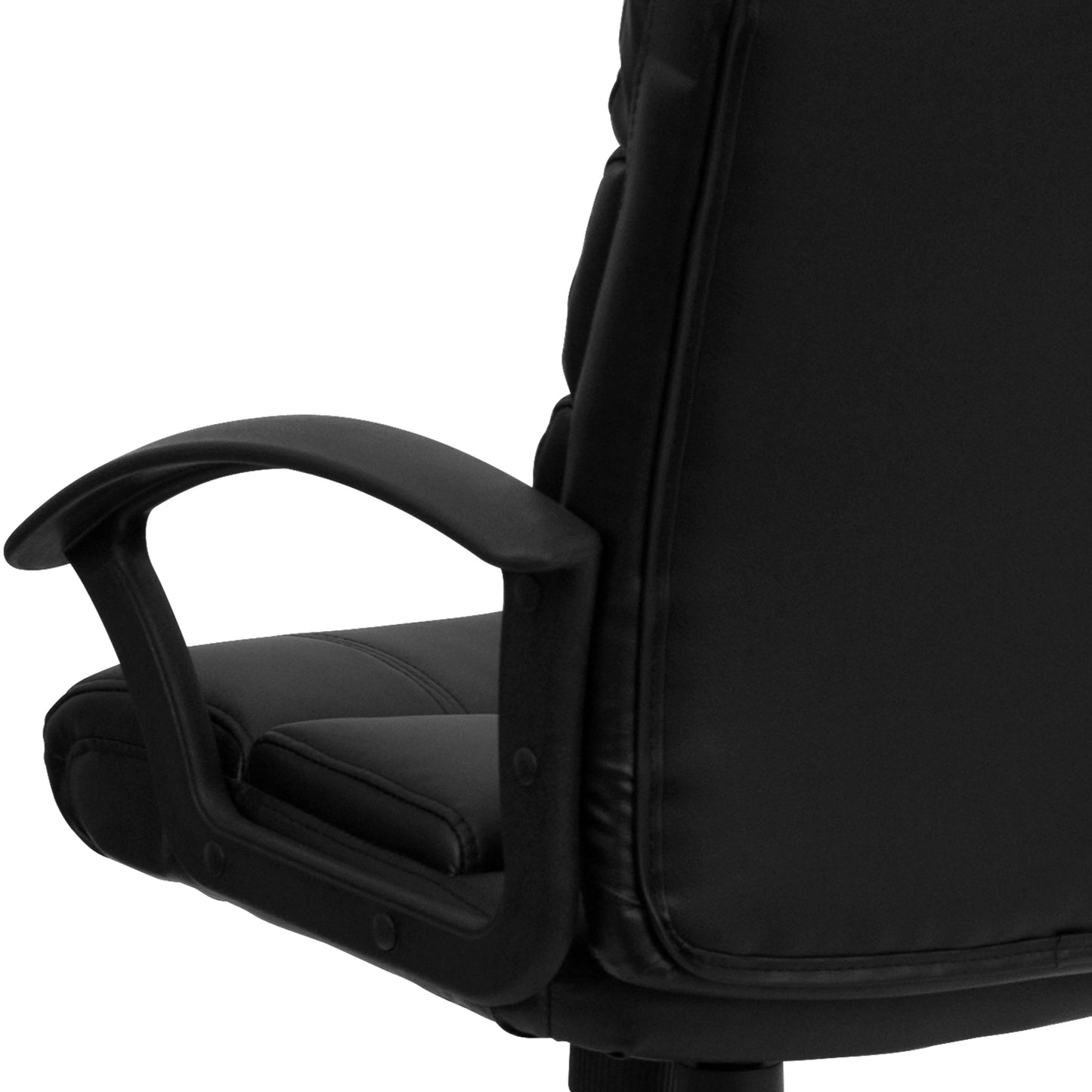 Lane Mid-Back Black LeatherSoft Swivel Task Office Chair with Arms Black