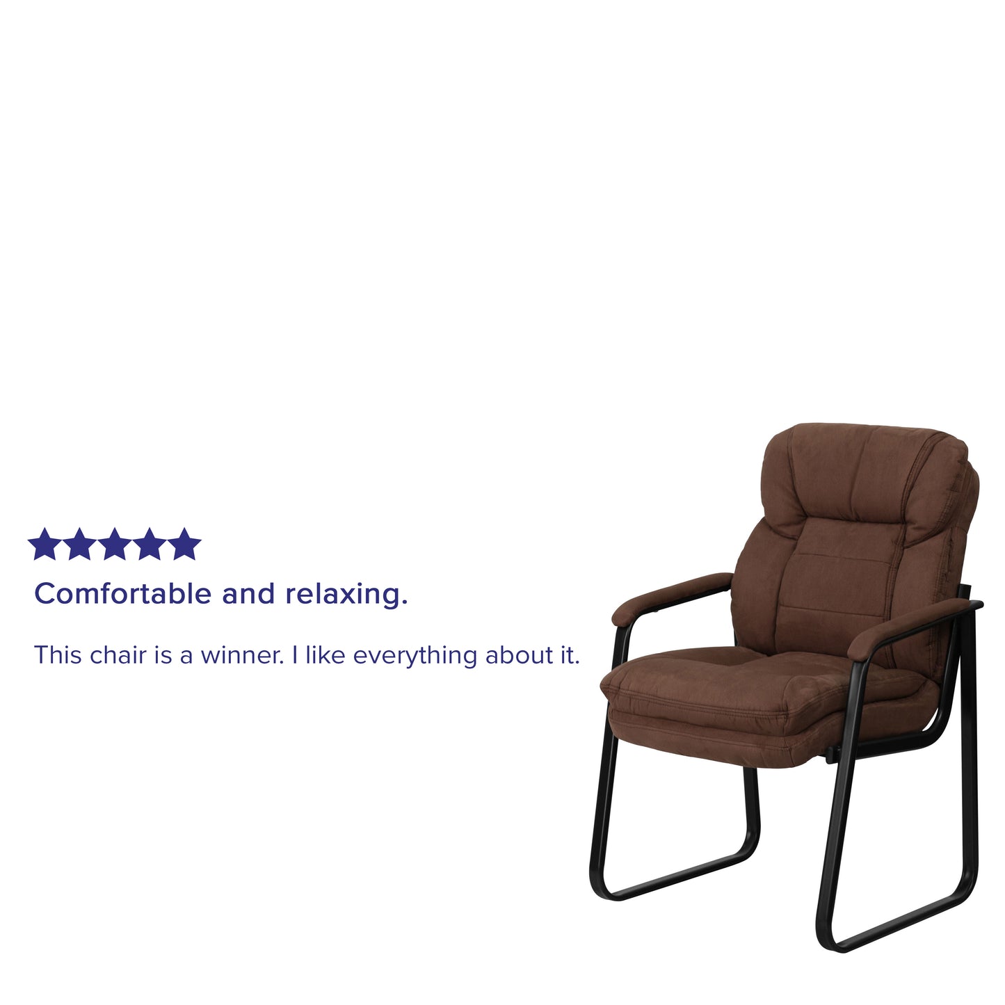 Isla Brown Microfiber Executive Side Reception Chair with Lumbar Support and Sled Base Brown Microfiber