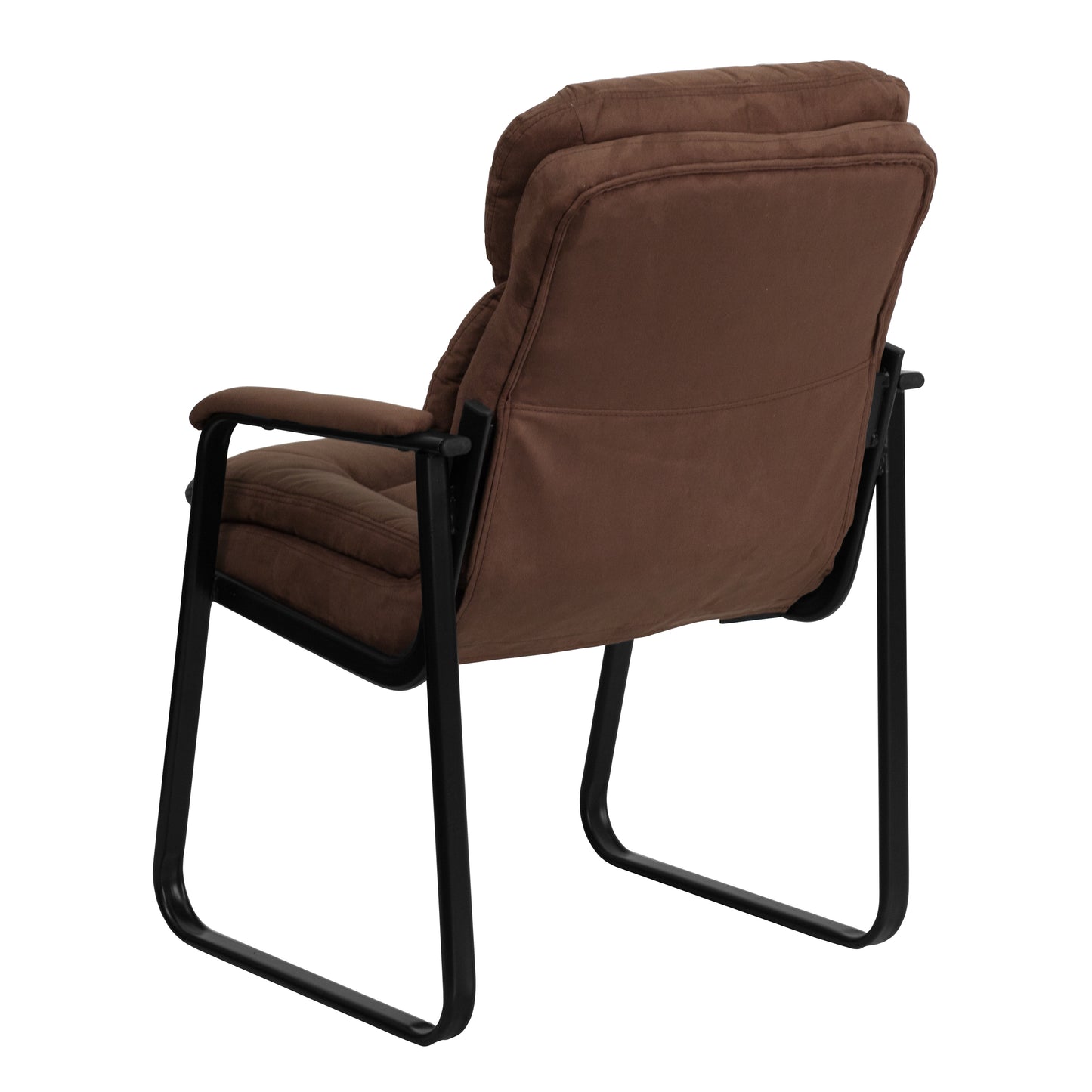 Isla Brown Microfiber Executive Side Reception Chair with Lumbar Support and Sled Base Brown Microfiber