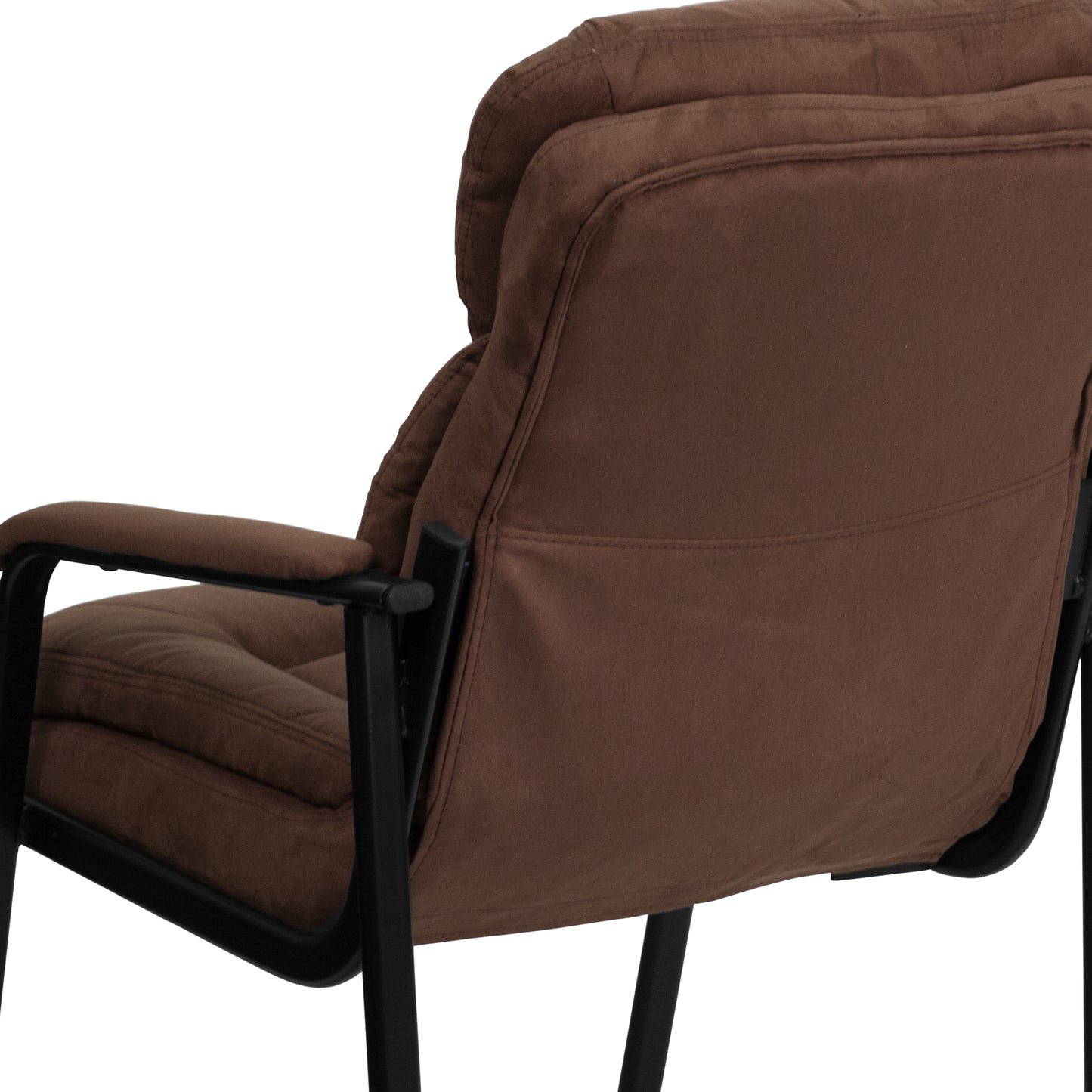 Isla Brown Microfiber Executive Side Reception Chair with Lumbar Support and Sled Base Brown Microfiber