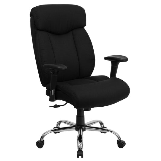 HERCULES Series Big & Tall 400 lb. Rated Black Fabric Executive Ergonomic Office Chair with Full Headrest and Arms Black Fabric GO-1235-BK-FAB-A-GG