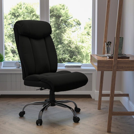 HERCULES Series Big & Tall 400 lb. Rated Black Fabric Executive Ergonomic Office Chair and Chrome Base Black Fabric GO-1235-BK-FAB-GG