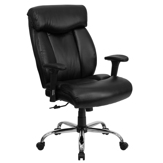 HERCULES Series Big & Tall 400 lb. Rated Black LeatherSoft Executive Ergonomic Office Chair with Full Headrest & Arms Black LeatherSoft GO-1235-BK-LEA-A-GG