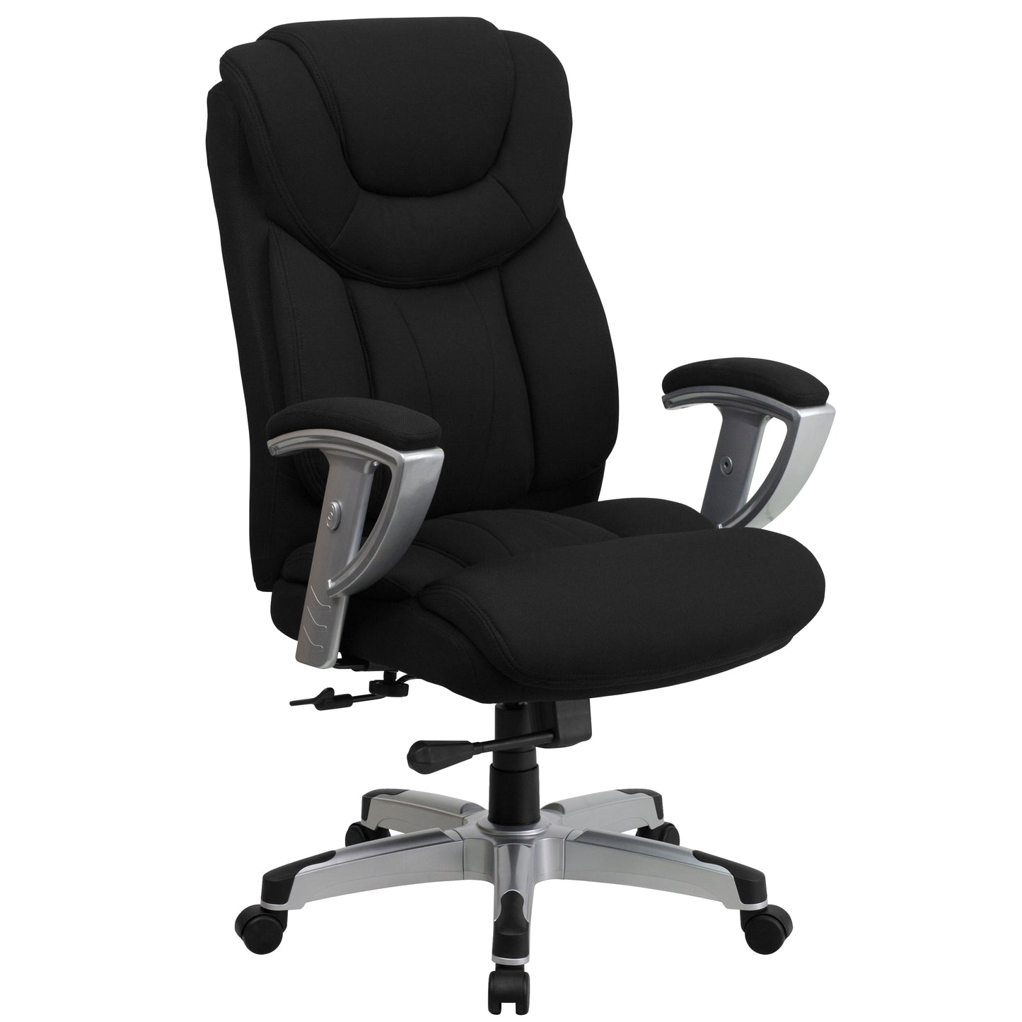 HERCULES Series Big & Tall 400 lb. Rated Black Fabric Executive Ergonomic Office Chair with Silver Adjustable Arms Black Fabric