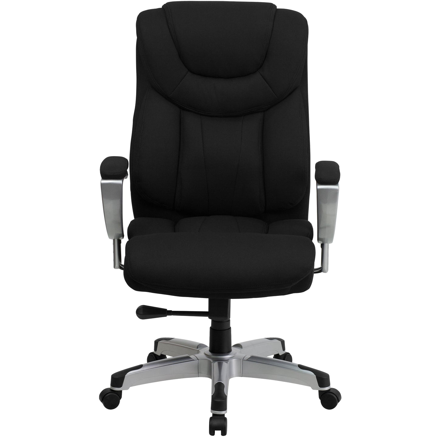 HERCULES Series Big & Tall 400 lb. Rated Black Fabric Executive Ergonomic Office Chair with Silver Adjustable Arms Black Fabric