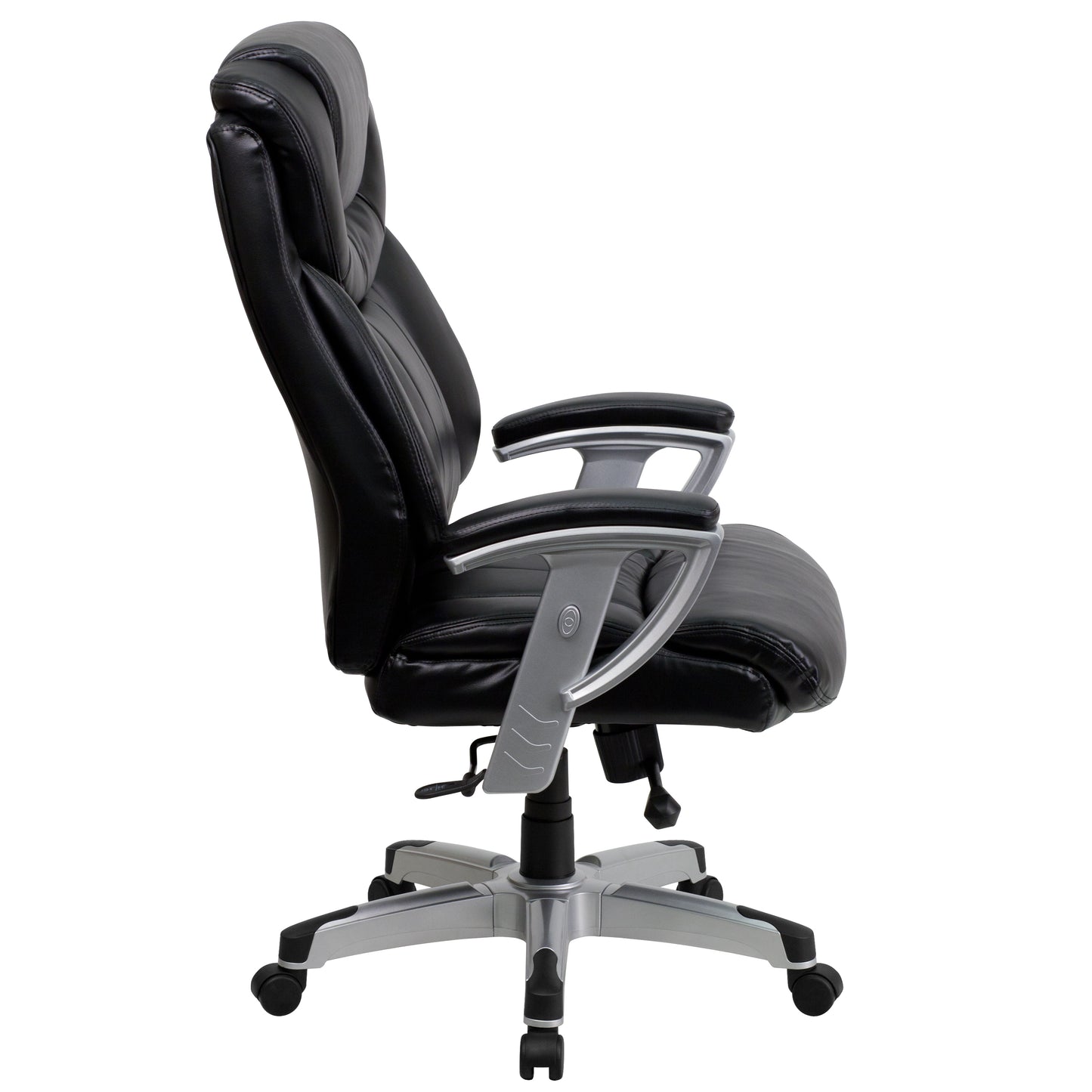 HERCULES Series Big & Tall 400 lb. Rated Black LeatherSoft Executive Ergonomic Office Chair with Silver Adjustable Arms Black LeatherSoft