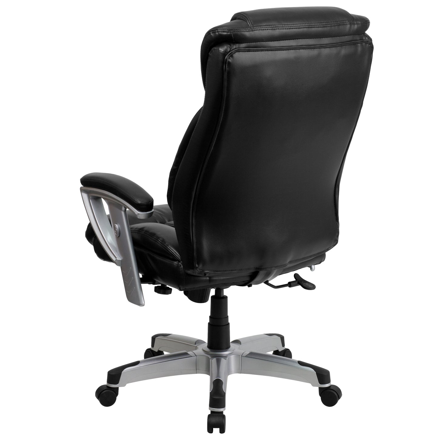 HERCULES Series Big & Tall 400 lb. Rated Black LeatherSoft Executive Ergonomic Office Chair with Silver Adjustable Arms Black LeatherSoft