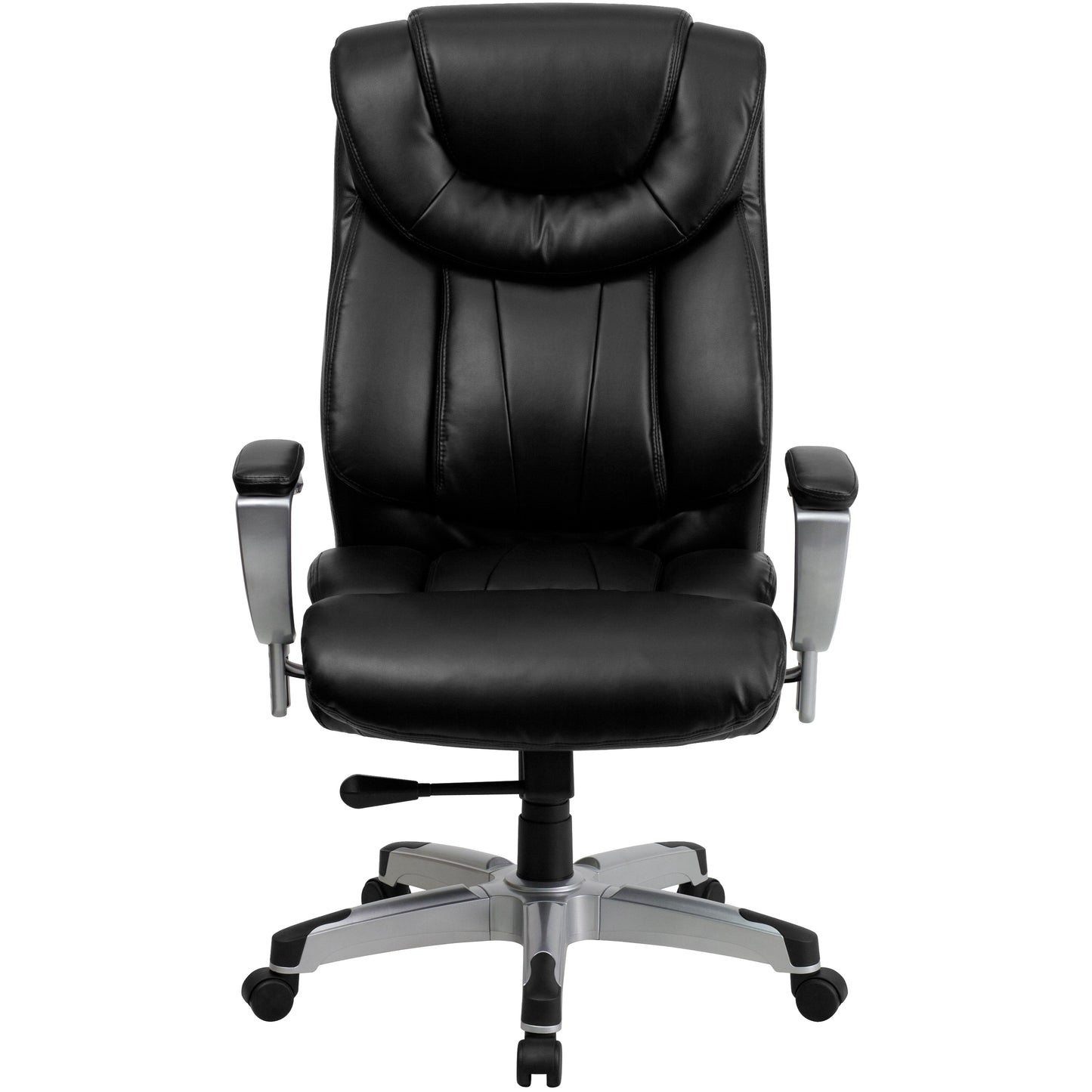 HERCULES Series Big & Tall 400 lb. Rated Black LeatherSoft Executive Ergonomic Office Chair with Silver Adjustable Arms Black LeatherSoft