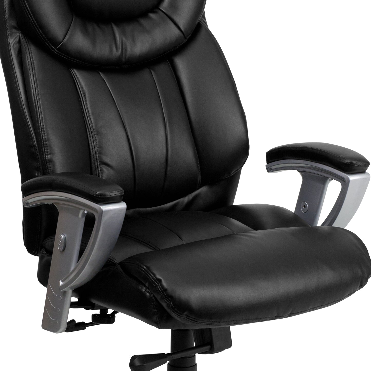 HERCULES Series Big & Tall 400 lb. Rated Black LeatherSoft Executive Ergonomic Office Chair with Silver Adjustable Arms Black LeatherSoft