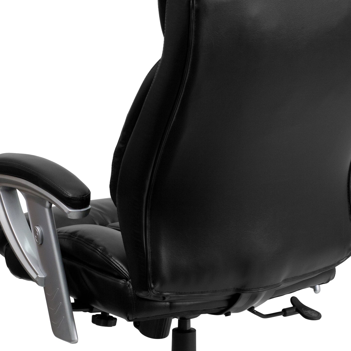 HERCULES Series Big & Tall 400 lb. Rated Black LeatherSoft Executive Ergonomic Office Chair with Silver Adjustable Arms Black LeatherSoft