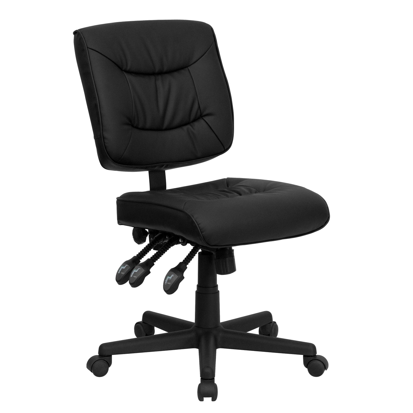 Cole Mid-Back Black LeatherSoft Multifunction Swivel Ergonomic Task Office Chair Black