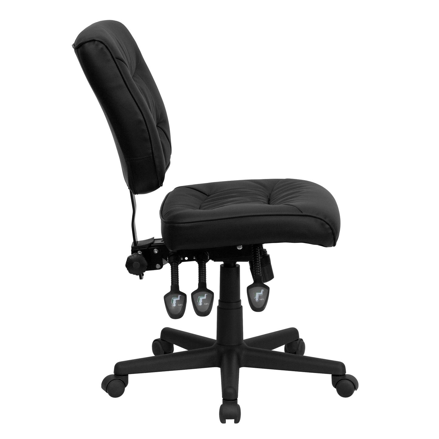 Cole Mid-Back Black LeatherSoft Multifunction Swivel Ergonomic Task Office Chair Black