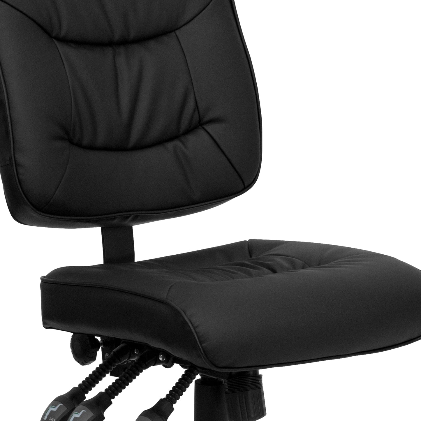 Cole Mid-Back Black LeatherSoft Multifunction Swivel Ergonomic Task Office Chair Black