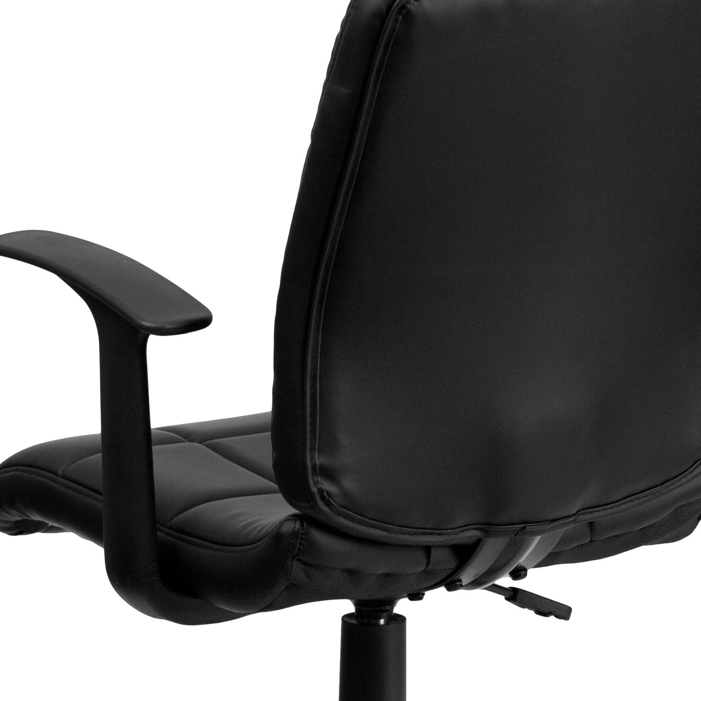 Clayton Mid-Back Black Quilted Vinyl Swivel Task Office Chair with Arms Black