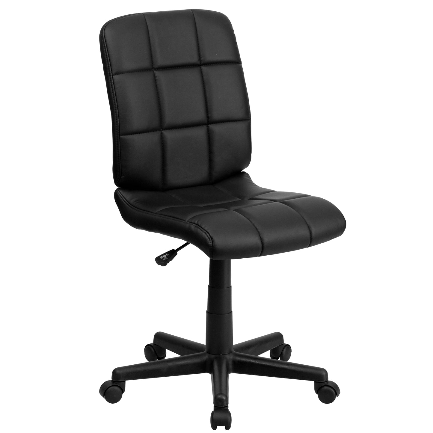 Clayton Mid-Back Black Quilted Vinyl Swivel Task Office Chair Black