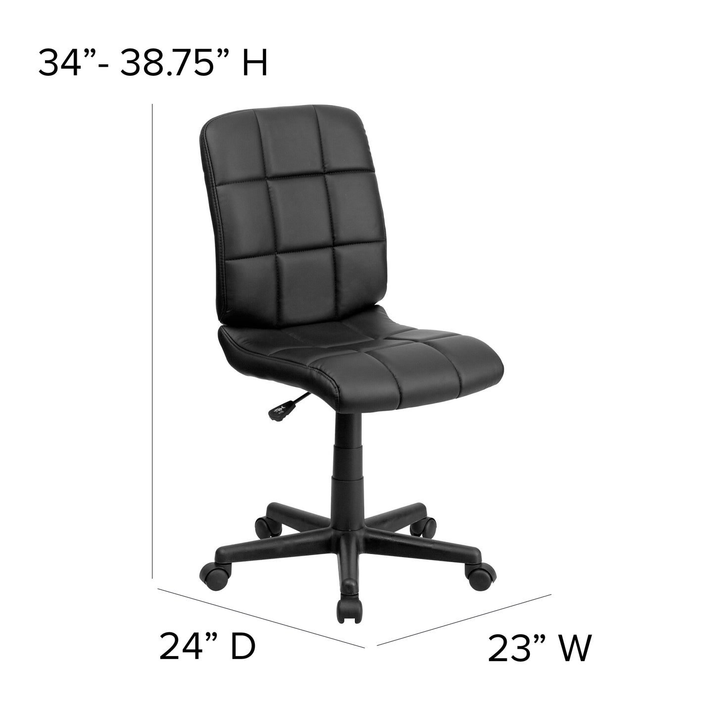 Clayton Mid-Back Black Quilted Vinyl Swivel Task Office Chair Black