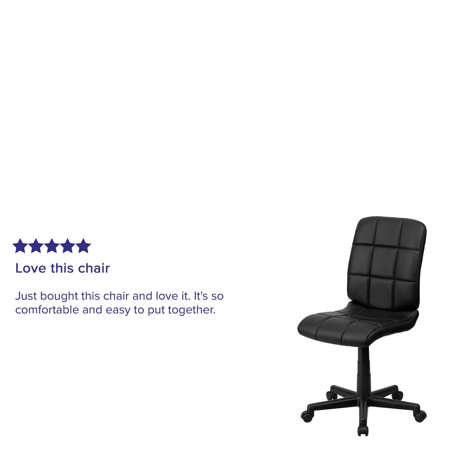 Clayton Mid-Back Black Quilted Vinyl Swivel Task Office Chair Black