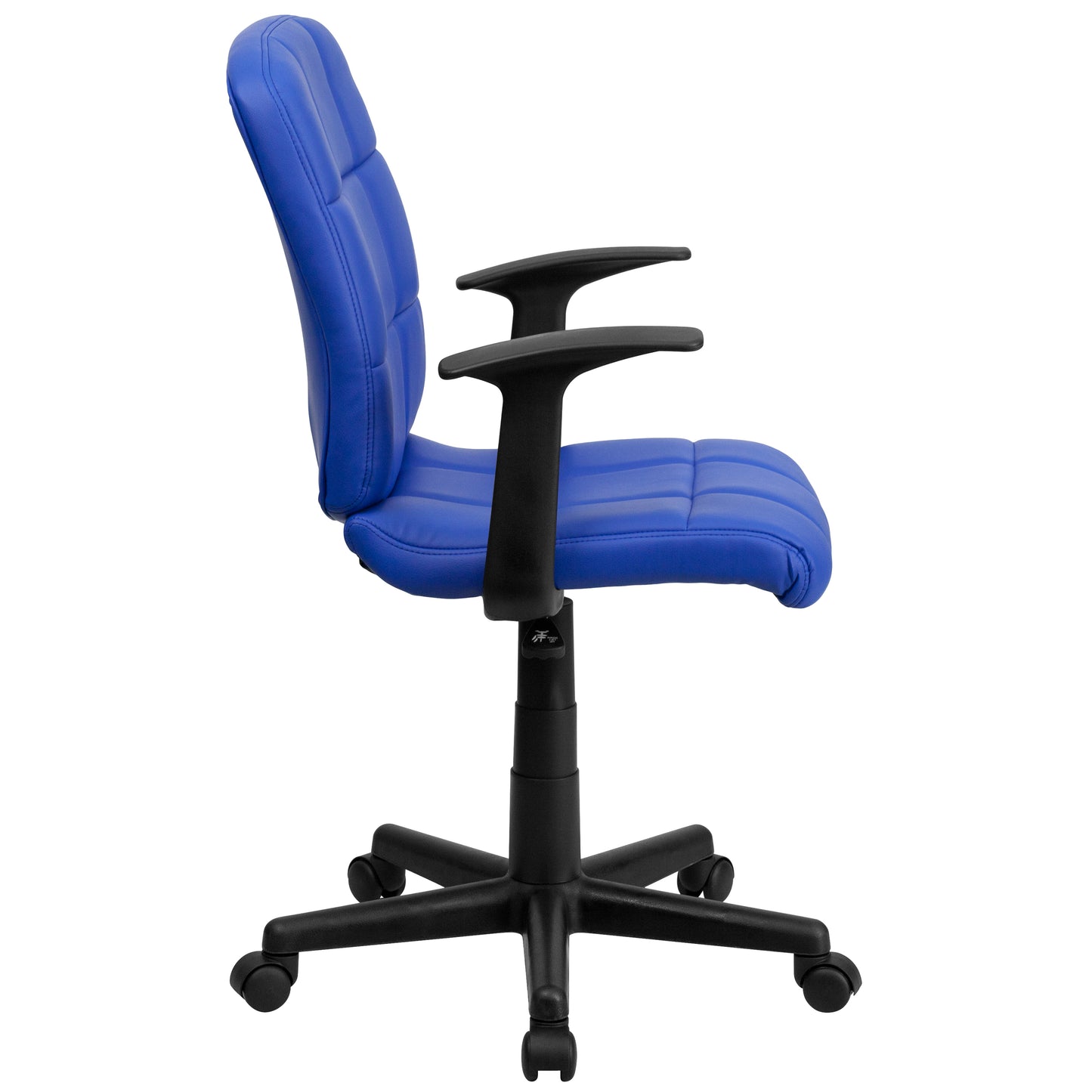 Clayton Mid-Back Blue Quilted Vinyl Swivel Task Office Chair with Arms Blue