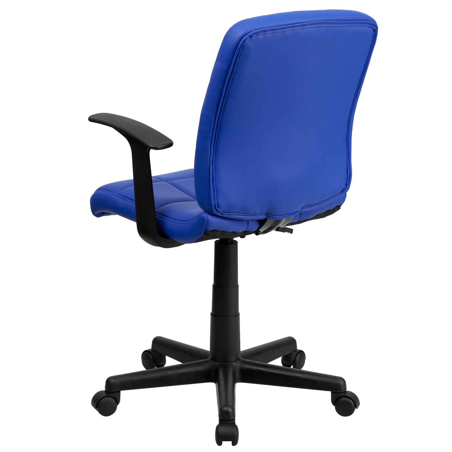 Clayton Mid-Back Blue Quilted Vinyl Swivel Task Office Chair with Arms Blue