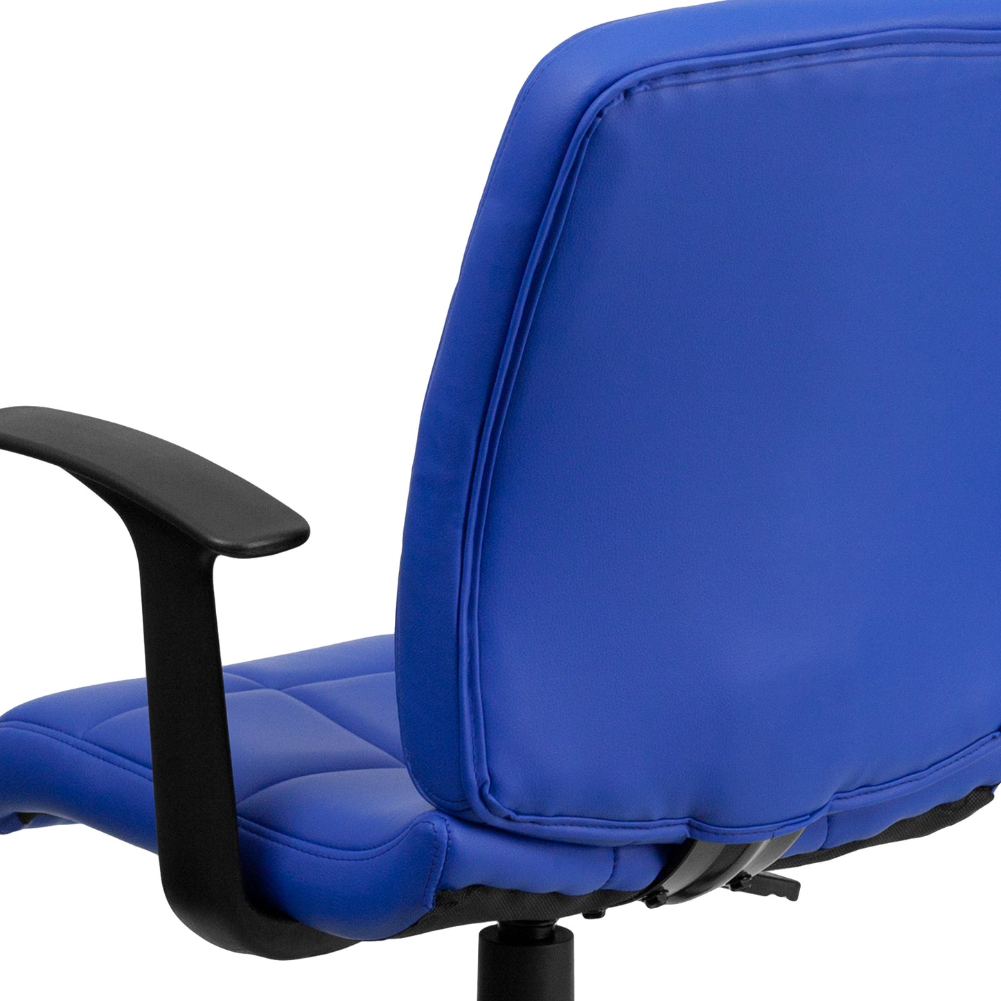 Clayton Mid-Back Blue Quilted Vinyl Swivel Task Office Chair with Arms Blue