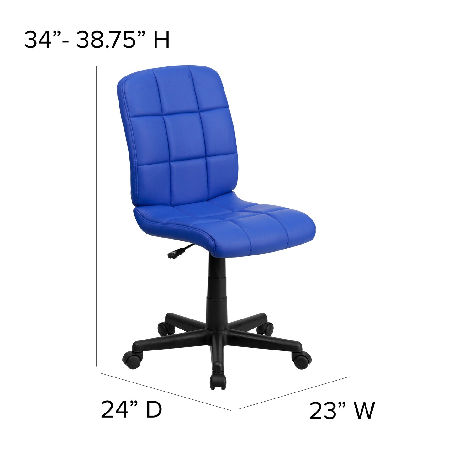 Clayton Mid-Back Blue Quilted Vinyl Swivel Task Office Chair Blue GO-1691-1-BLUE-GG