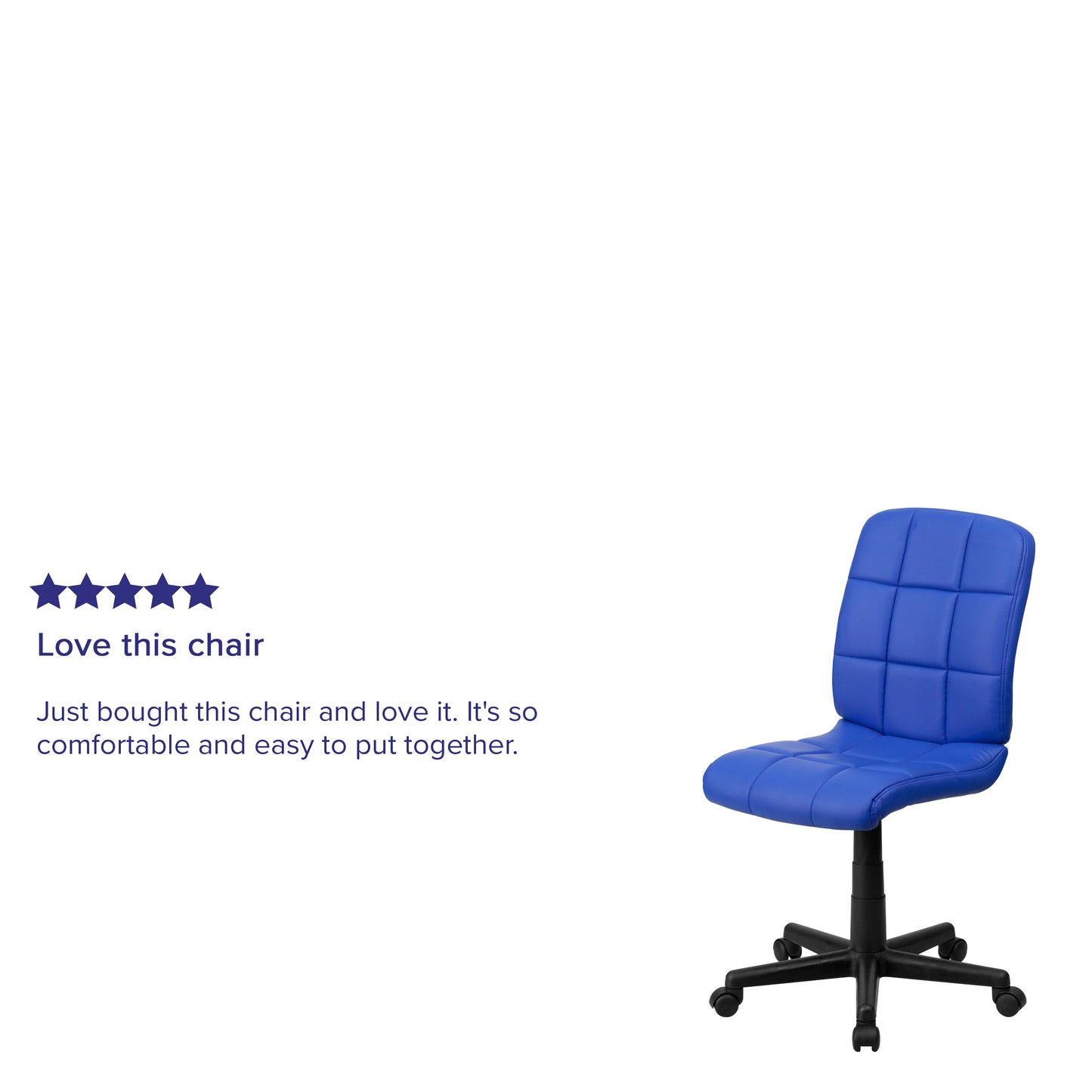 Clayton Mid-Back Blue Quilted Vinyl Swivel Task Office Chair Blue GO-1691-1-BLUE-GG