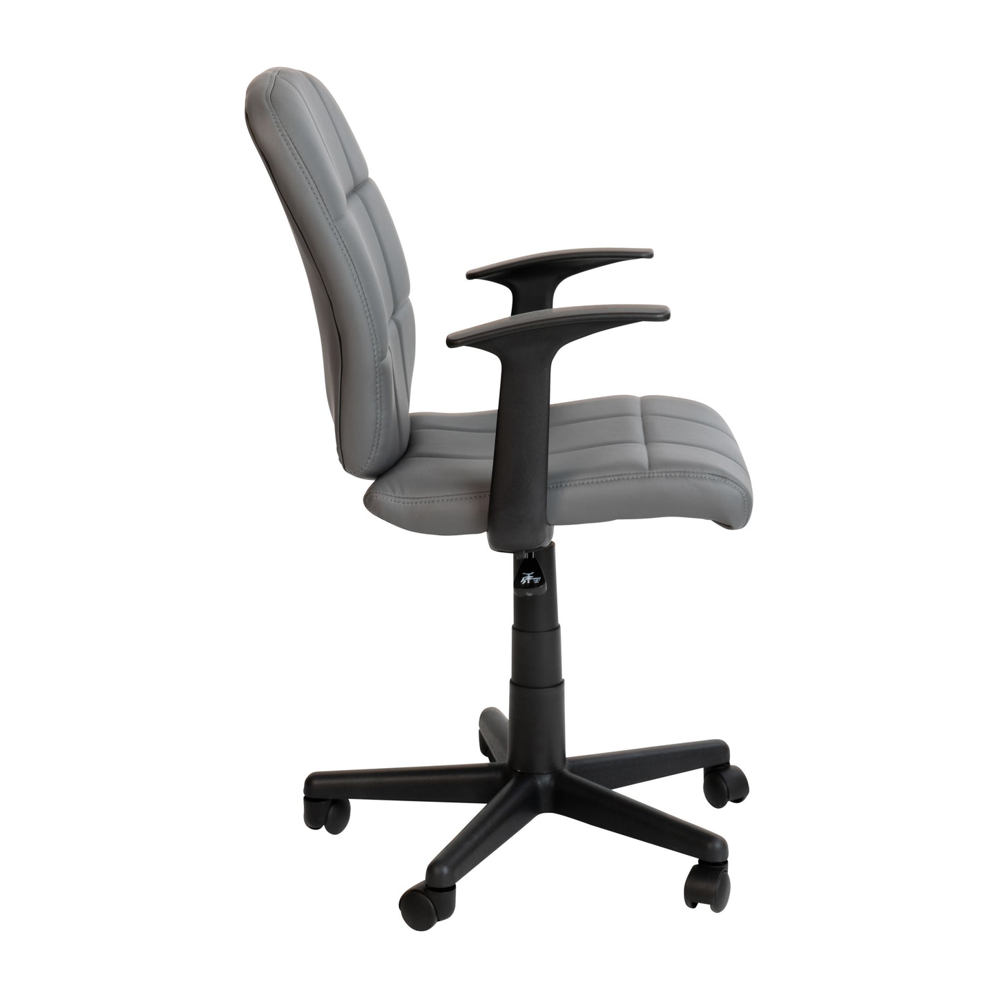 Clayton Mid-Back Gray Quilted Vinyl Swivel Task Office Chair with Arms Gray