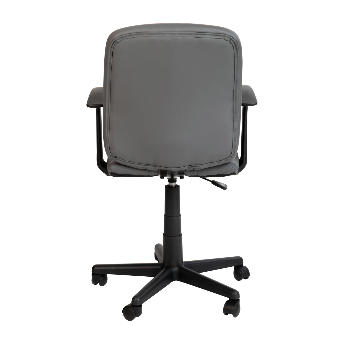 Clayton Mid-Back Gray Quilted Vinyl Swivel Task Office Chair with Arms Gray