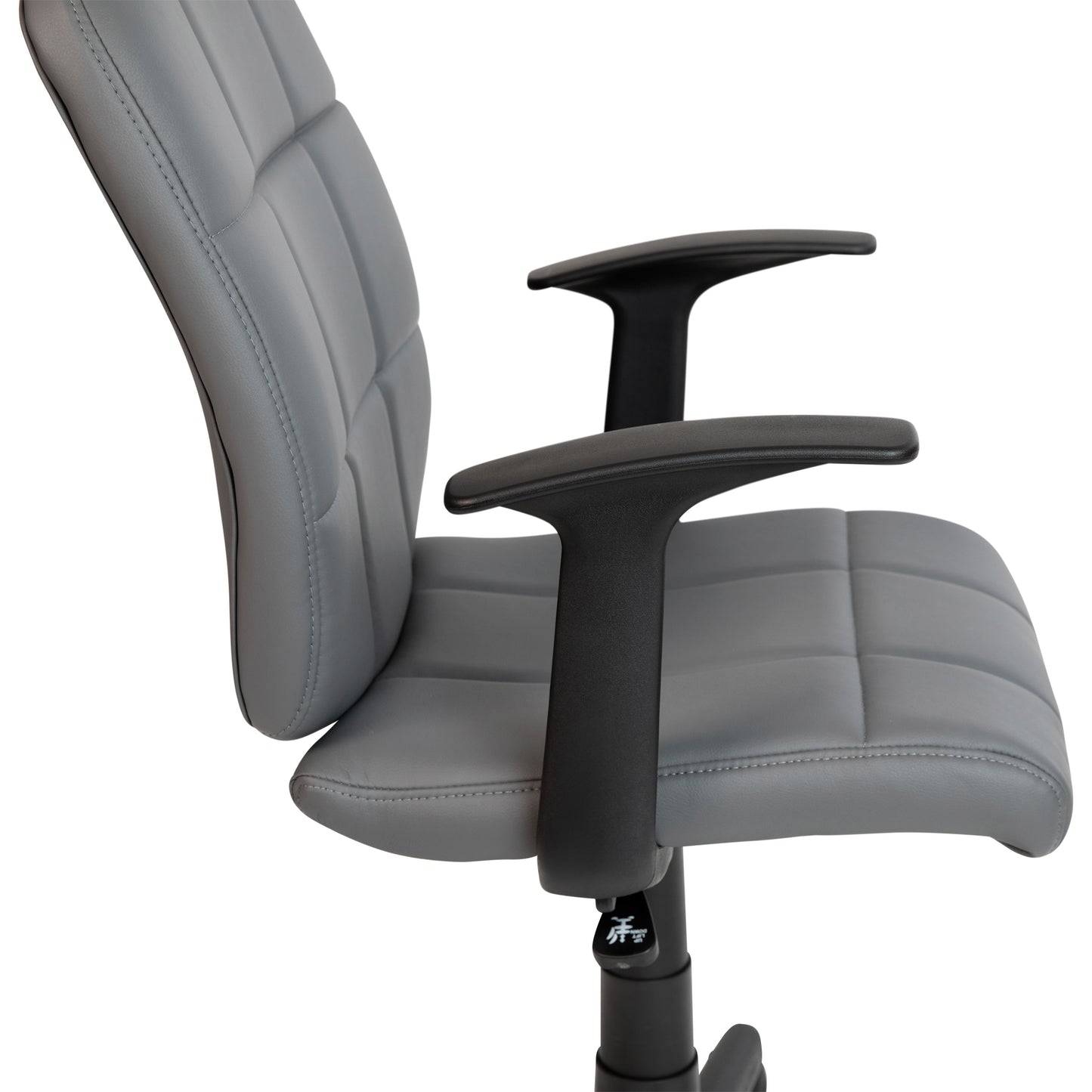 Clayton Mid-Back Gray Quilted Vinyl Swivel Task Office Chair with Arms Gray