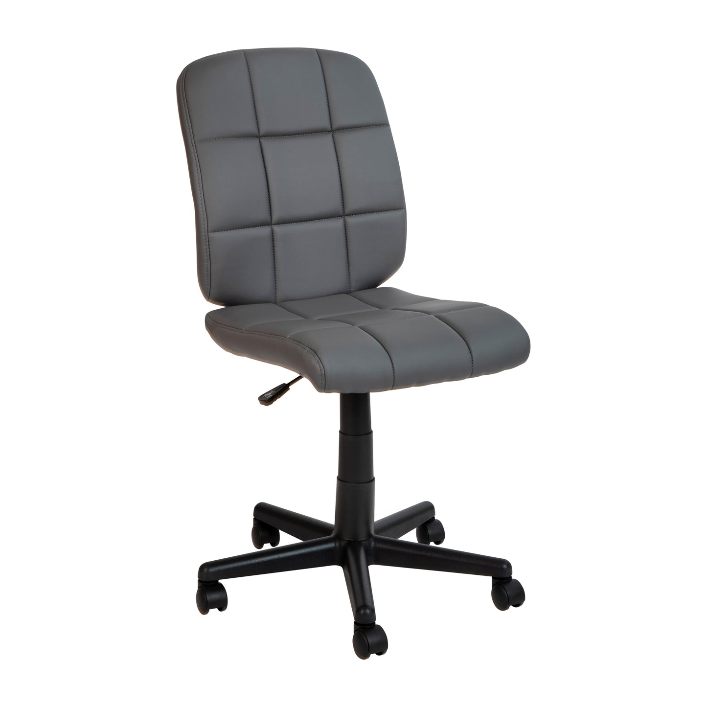 Clayton Mid-Back Gray Quilted Vinyl Swivel Task Office Chair Gray