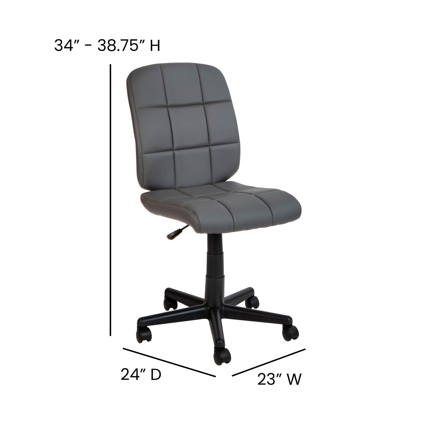 Clayton Mid-Back Gray Quilted Vinyl Swivel Task Office Chair Gray