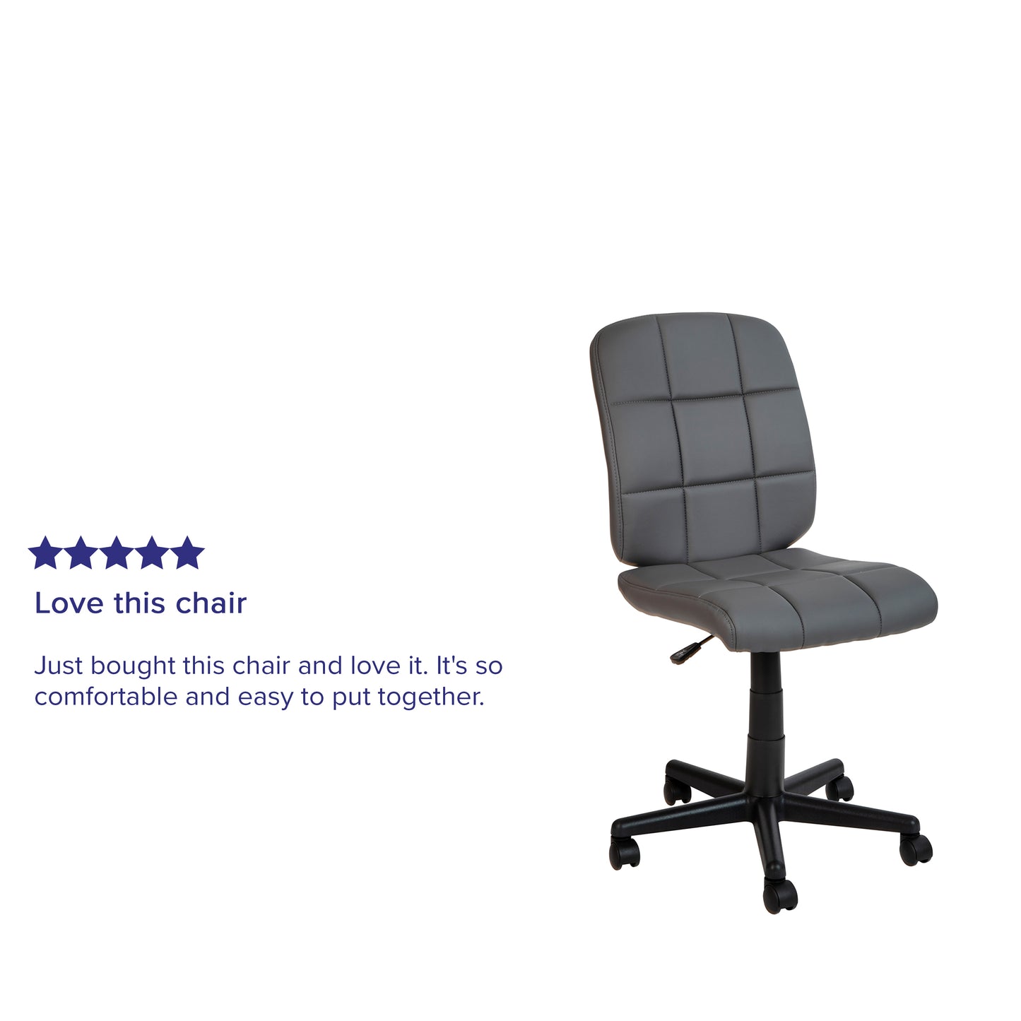 Clayton Mid-Back Gray Quilted Vinyl Swivel Task Office Chair Gray
