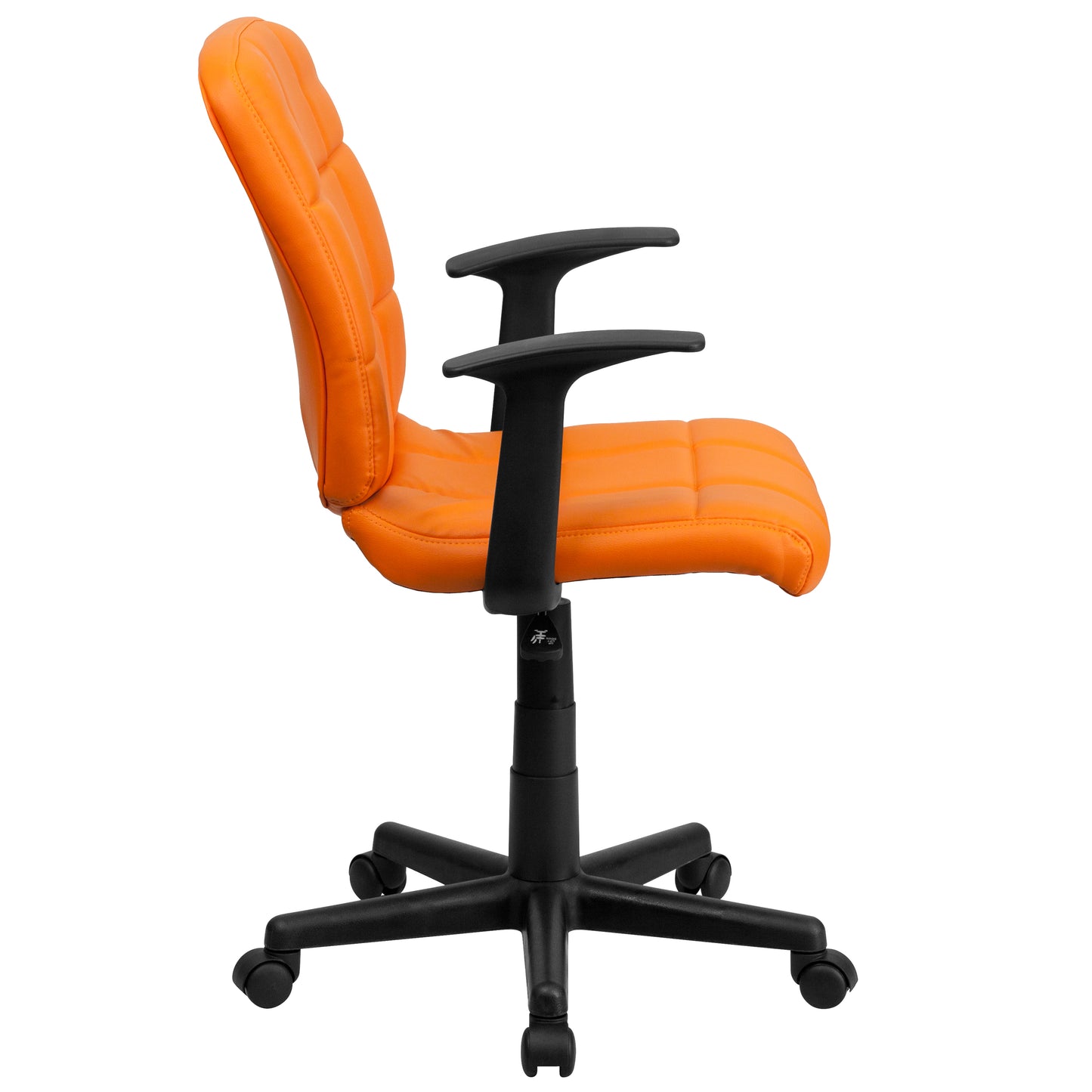 Clayton Mid-Back Orange Quilted Vinyl Swivel Task Office Chair with Arms Orange