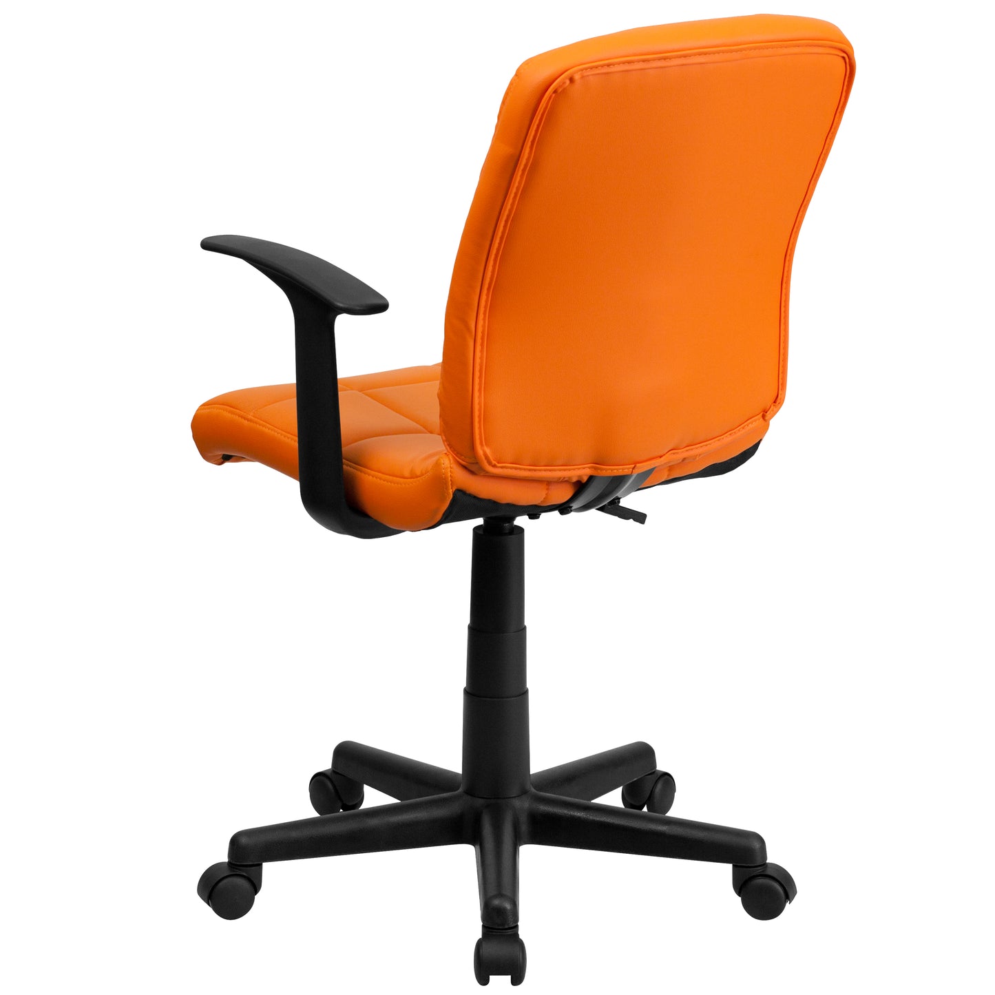 Clayton Mid-Back Orange Quilted Vinyl Swivel Task Office Chair with Arms Orange