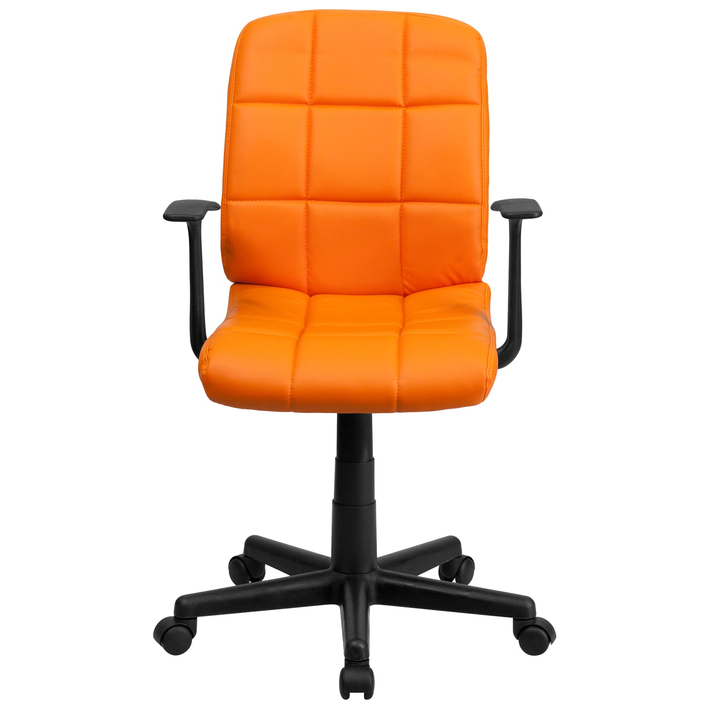 Clayton Mid-Back Orange Quilted Vinyl Swivel Task Office Chair with Arms Orange
