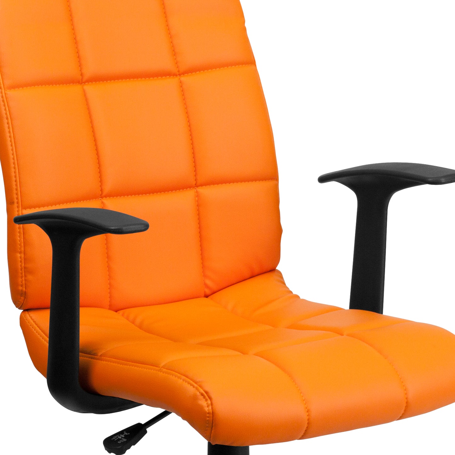 Clayton Mid-Back Orange Quilted Vinyl Swivel Task Office Chair with Arms Orange