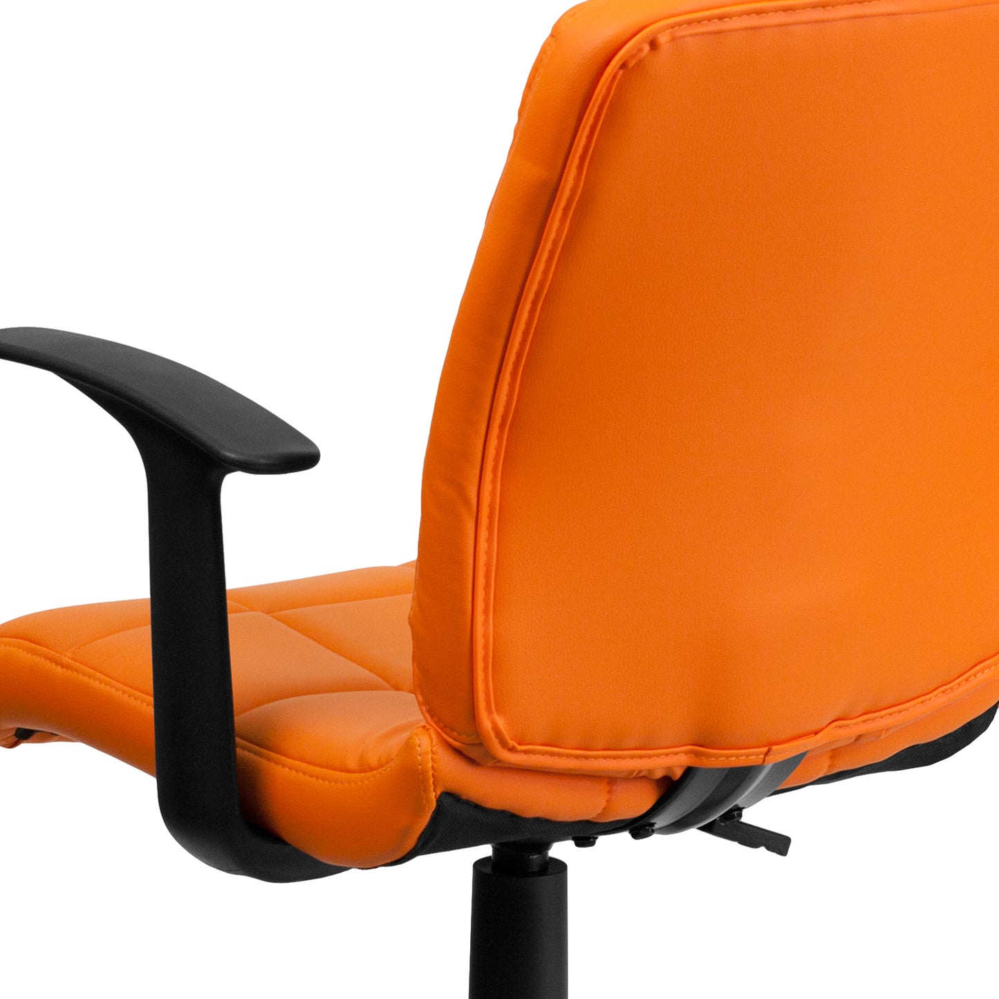 Clayton Mid-Back Orange Quilted Vinyl Swivel Task Office Chair with Arms Orange