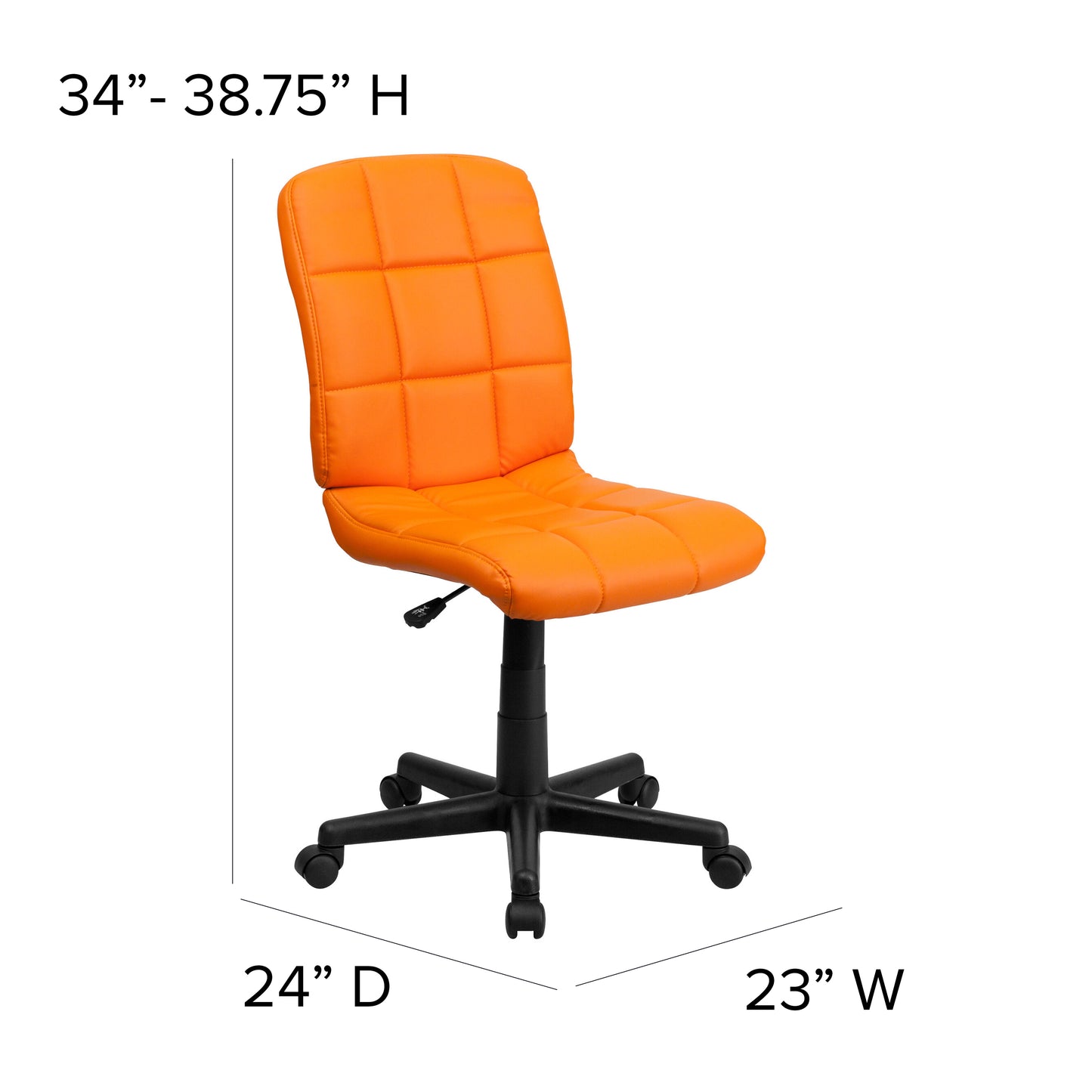 Clayton Mid-Back Orange Quilted Vinyl Swivel Task Office Chair Orange
