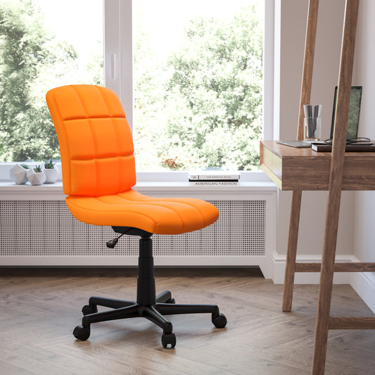 Clayton Mid-Back Orange Quilted Vinyl Swivel Task Office Chair Orange GO-1691-1-ORG-GG