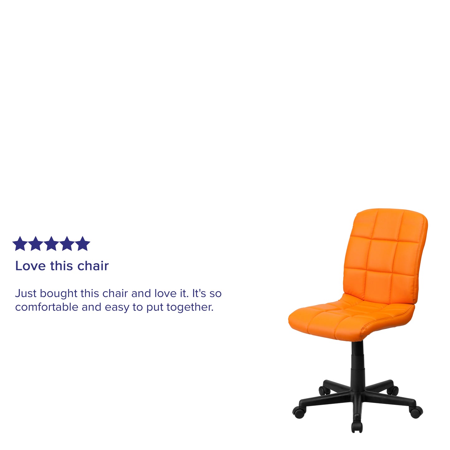 Clayton Mid-Back Orange Quilted Vinyl Swivel Task Office Chair Orange
