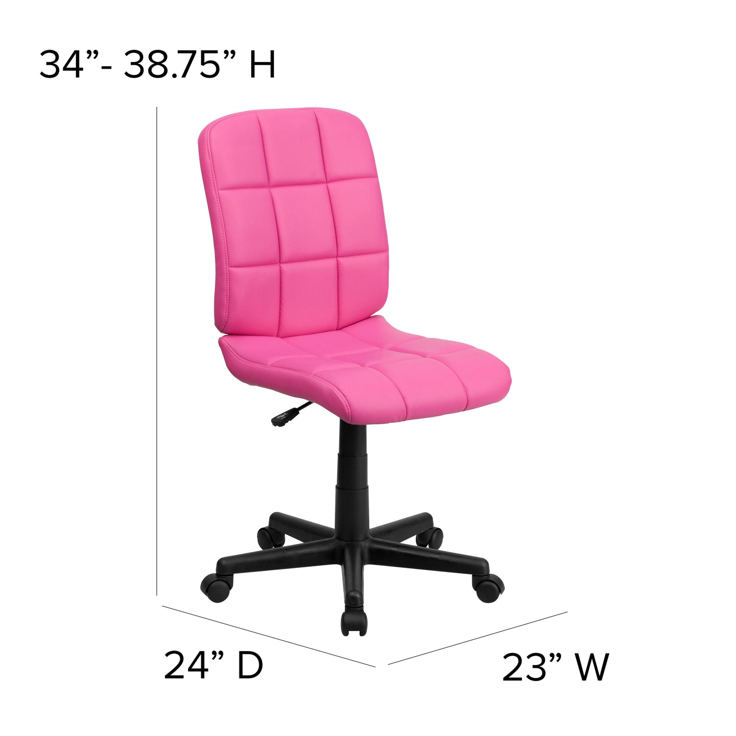 Clayton Mid-Back Pink Quilted Vinyl Swivel Task Office Chair Pink