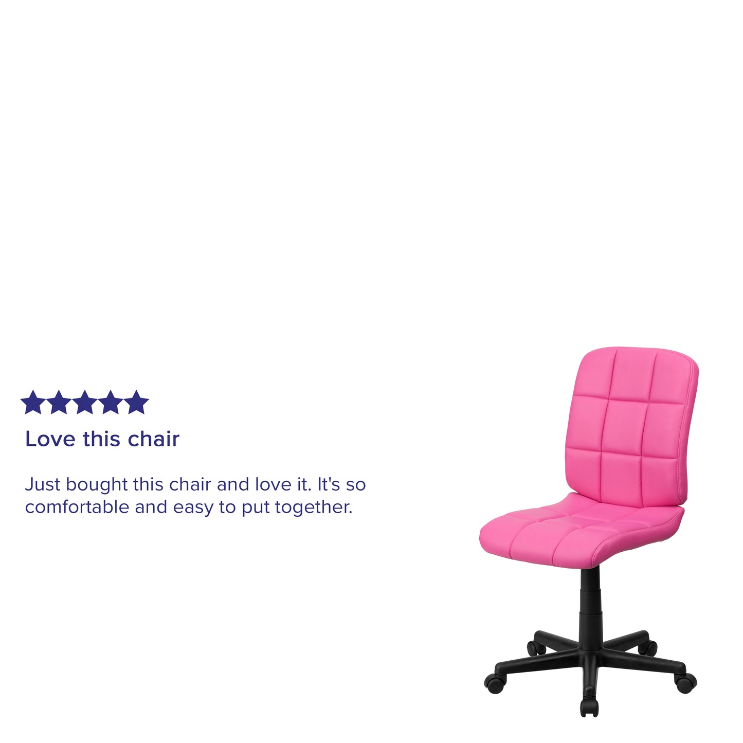 Clayton Mid-Back Pink Quilted Vinyl Swivel Task Office Chair Pink