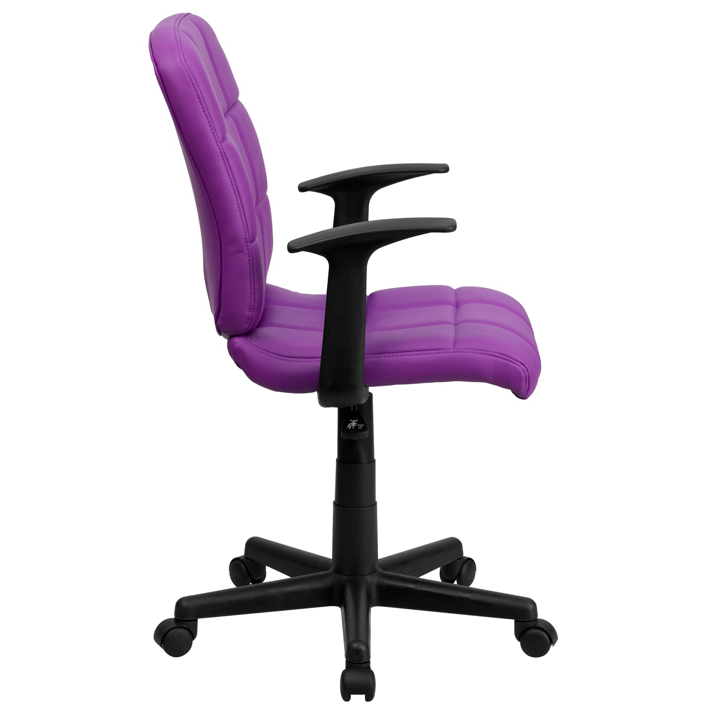 Clayton Mid-Back Purple Quilted Vinyl Swivel Task Office Chair with Arms Purple