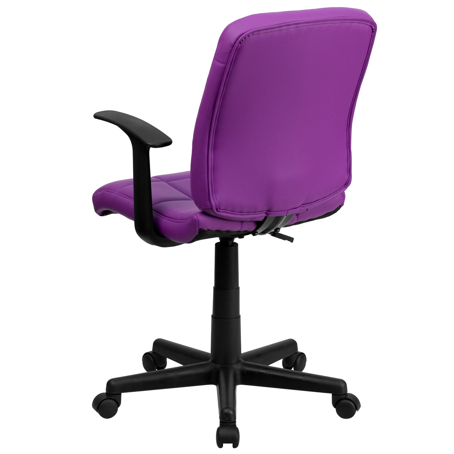 Clayton Mid-Back Purple Quilted Vinyl Swivel Task Office Chair with Arms Purple