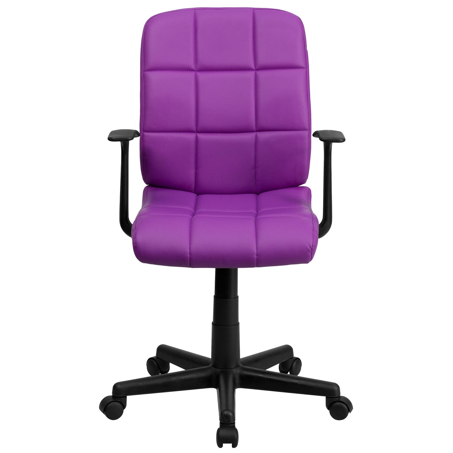 Clayton Mid-Back Purple Quilted Vinyl Swivel Task Office Chair with Arms Purple