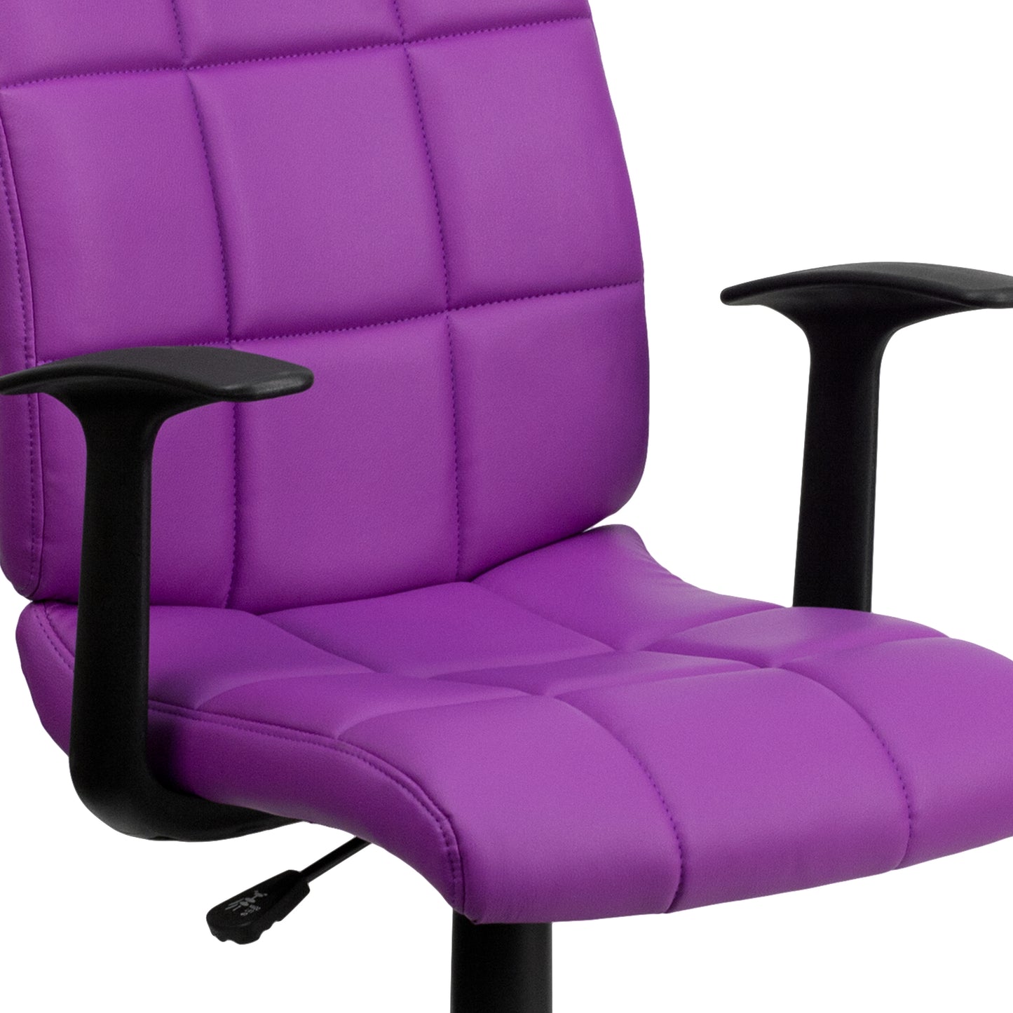 Clayton Mid-Back Purple Quilted Vinyl Swivel Task Office Chair with Arms Purple